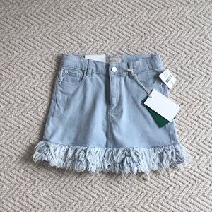 DL1961 Light Blue Frayed Hem Mini Skirt